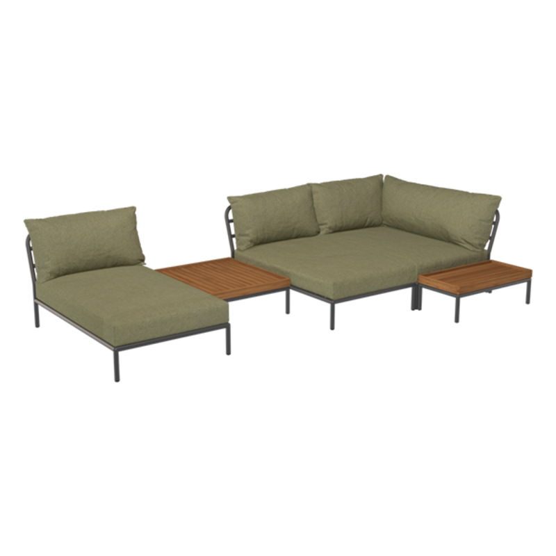 Houe-collectie LEVEL 2 hoek links Leaf met metalen frame in Dark grey
