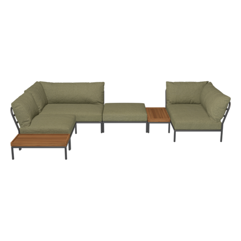 Houe-collectie LEVEL 2 hoek links Leaf met metalen frame in Dark grey