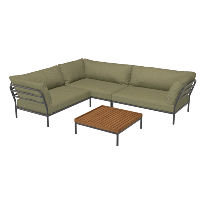 Houe-collectie LEVEL 2 hoek links Leaf met metalen frame in Dark grey