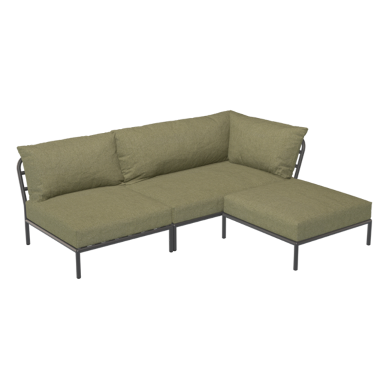 Houe-collectie LEVEL 2 hoek links Leaf met metalen frame in Dark grey
