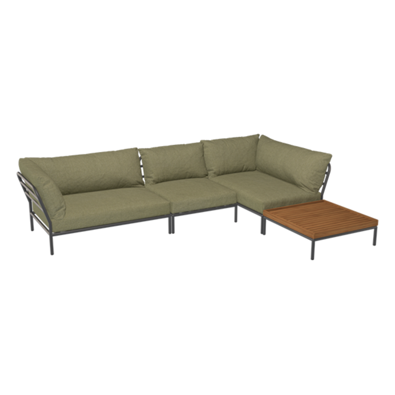 Houe-collectie LEVEL 2 hoek links Leaf met metalen frame in Dark grey