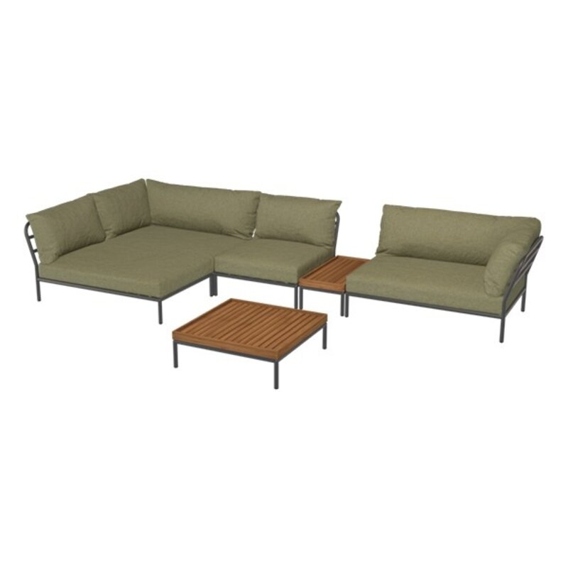 Houe-collectie LEVEL 2 hoek rechts Leaf met metalen frame in Dark grey