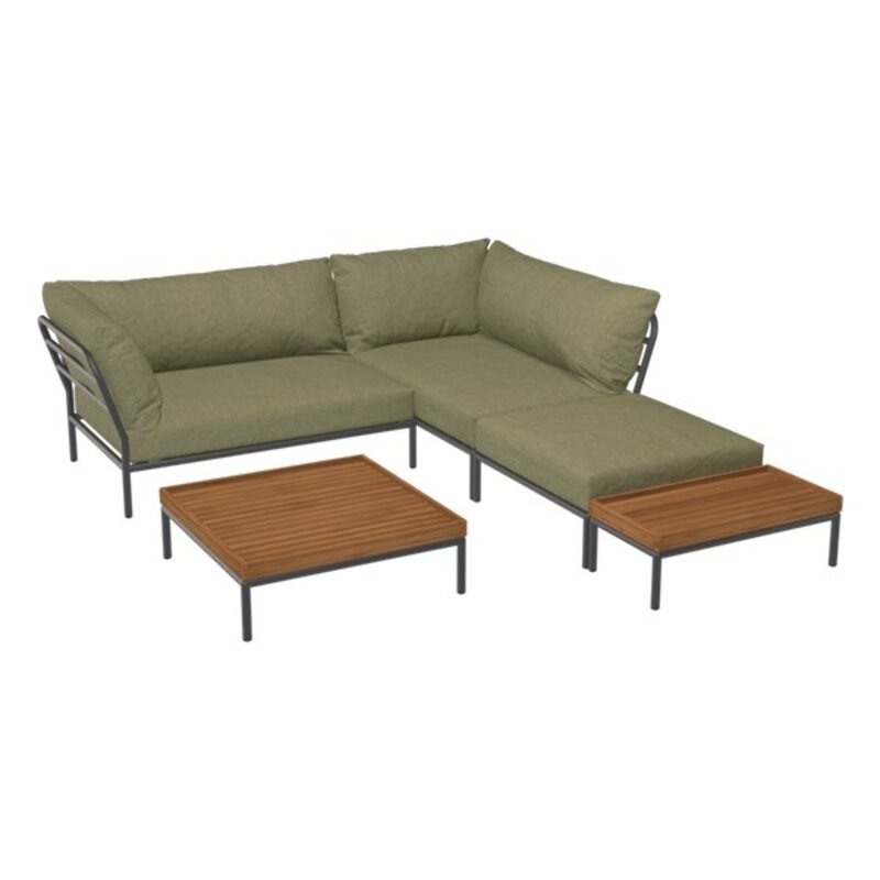 Houe-collectie LEVEL 2 hoek rechts Leaf met metalen frame in Dark grey
