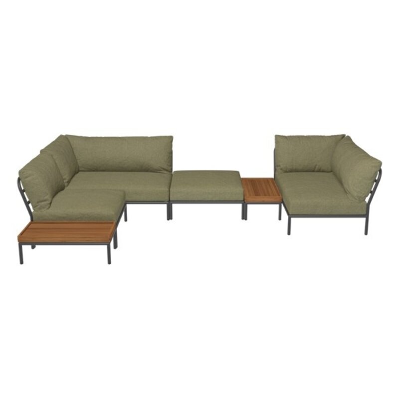 Houe-collectie LEVEL 2 hoek rechts Leaf met metalen frame in Dark grey