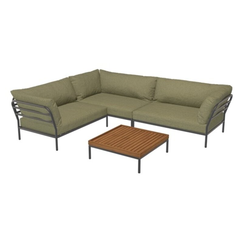 Houe-collectie LEVEL 2 hoek rechts Leaf met metalen frame in Dark grey