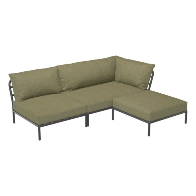 Houe-collectie LEVEL 2 hoek rechts Leaf met metalen frame in Dark grey