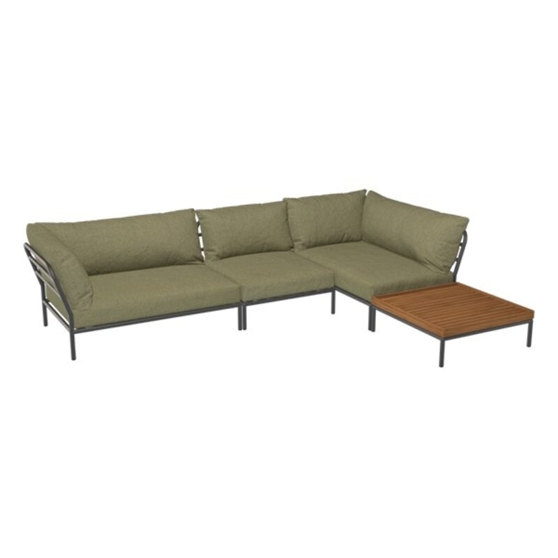 Houe-collectie LEVEL 2 hoek rechts Leaf met metalen frame in Dark grey