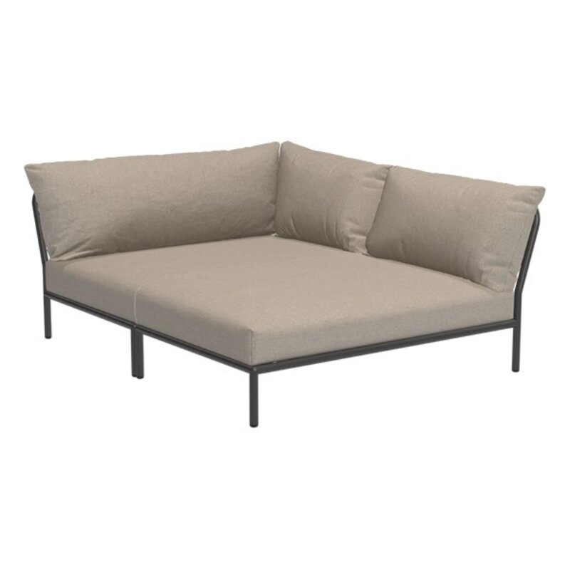 Houe-collectie LEVEL 2 Cozy hoek rechts Ash met Dark grey metalen frame