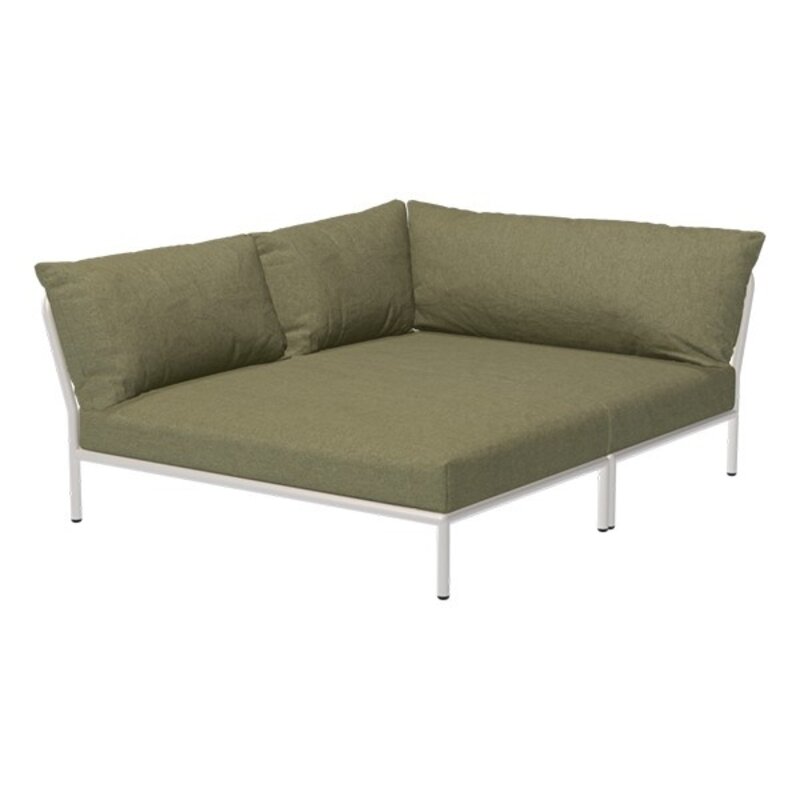 Houe-collectie LEVEL 2 Cozy hoek links Leaf met Muted white metalen frame
