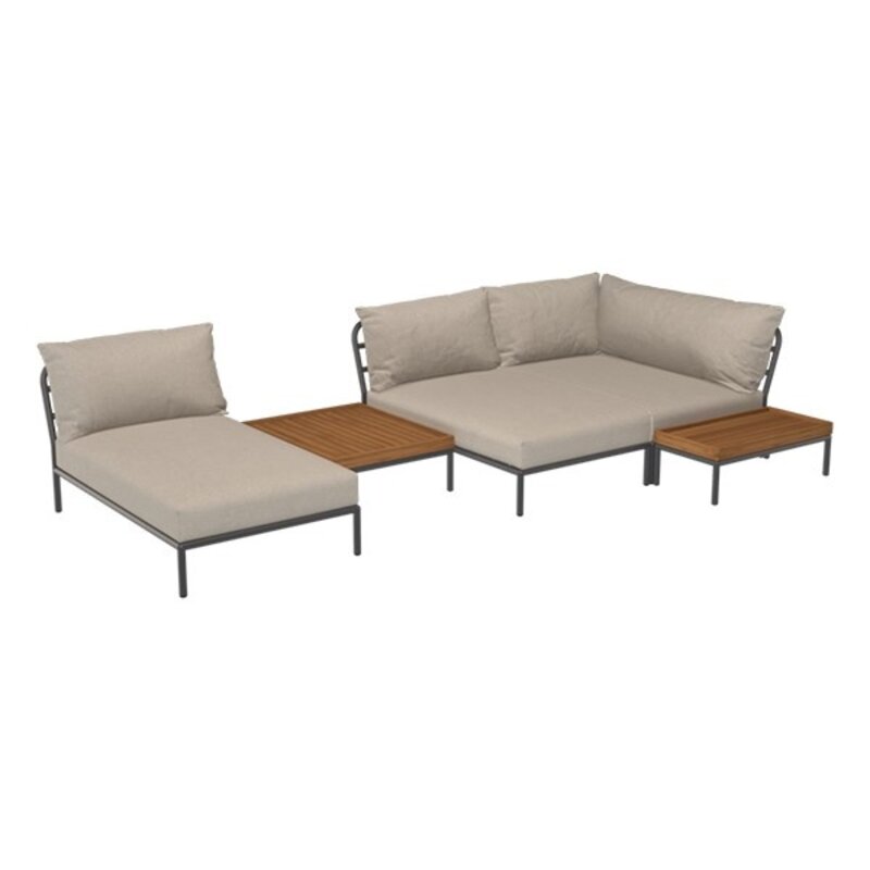 Houe-collectie LEVEL 2 Cozy hoek links Ash met Dark grey metalen frame