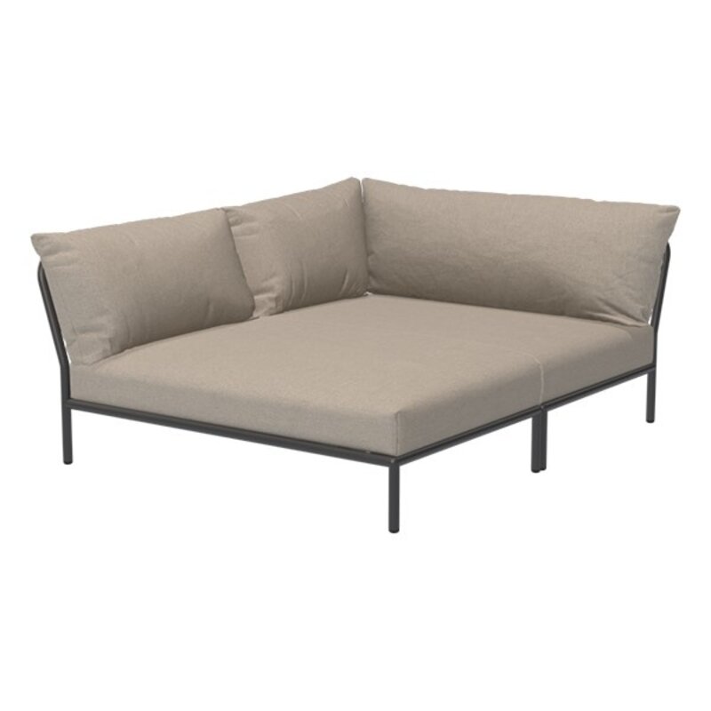 Houe-collectie LEVEL 2 Cozy hoek links Ash met Dark grey metalen frame