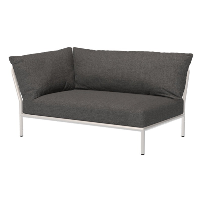 Houe-collectie LEVEL 2 hoek links Dark grey met metalen frame in Muted white