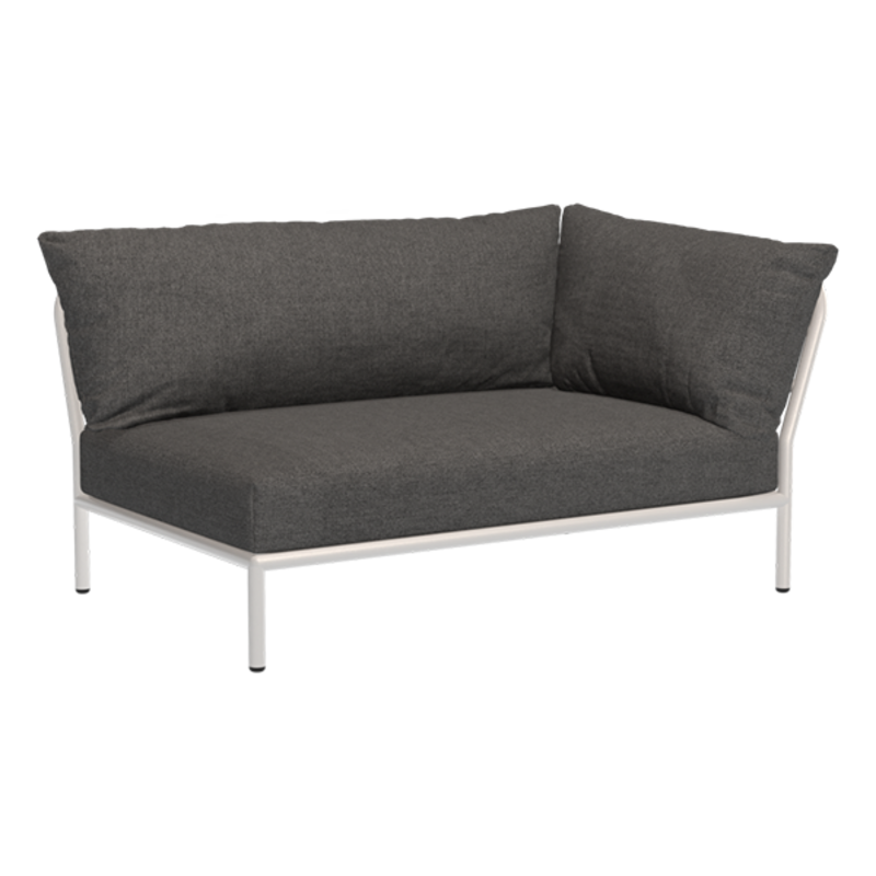 Houe-collectie LEVEL 2 hoek rechts Dark grey met metalen frame in Muted white