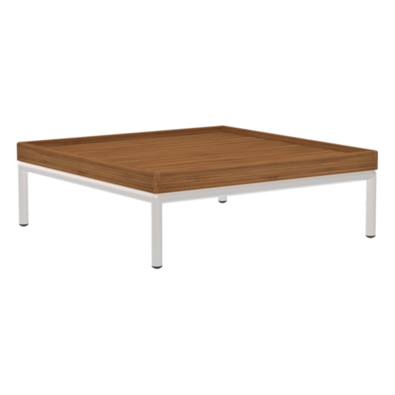 Houe-collectie LEVEL / LEVEL 2 Coffee tafel. 81x81 cm Table top: Bamboo met metalen frame in Muted white