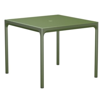 Houe FOUR Aluminum tafel 90x90 cm Table top: Olive Green. Frame: Olive Green