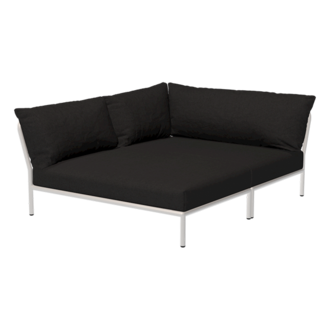 Houe LEVEL 2 Cozy hoek links Char met Muted white metalen frame