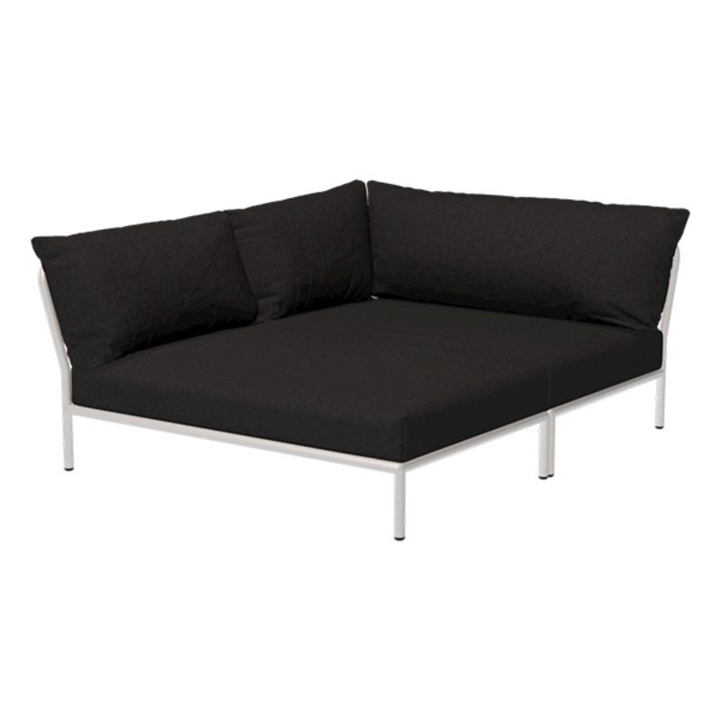 Houe-collectie LEVEL 2 Cozy hoek links Char met Muted white metalen frame