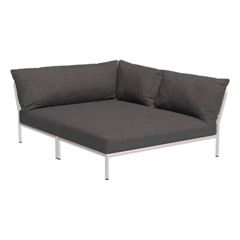 Houe-collectie LEVEL 2 Cozy hoek rechts Dark grey met Muted white metalen frame