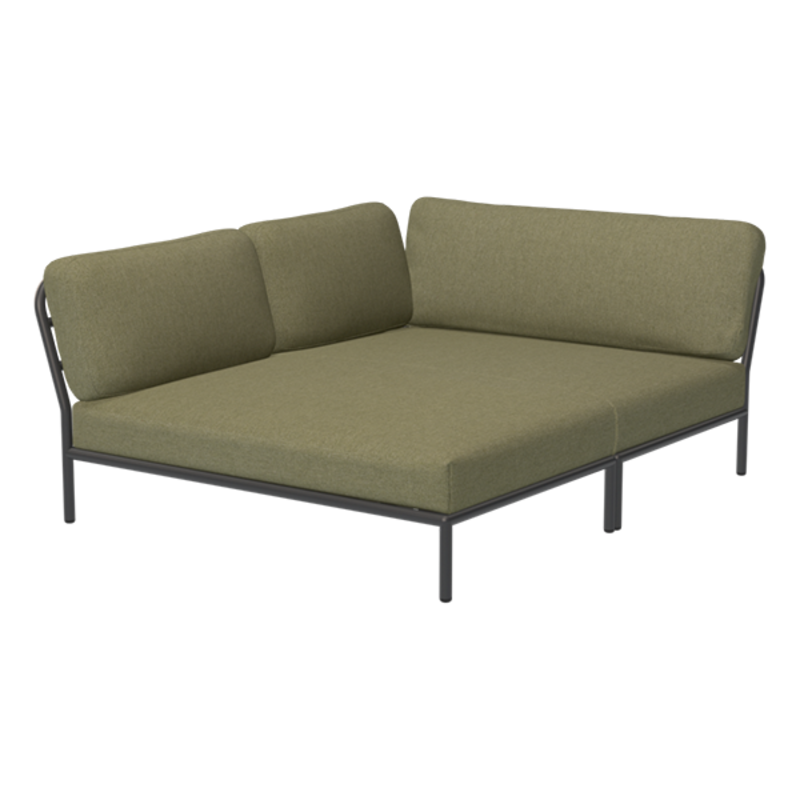 Houe-collectie LEVEL Cozy hoek links Leaf met metalen frame in Dark grey