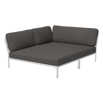 Houe LEVEL Cozy hoek links Dark grey met metalen frame in Muted white