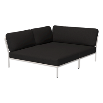 Houe LEVEL Cozy hoek links Char met metalen frame in Muted white