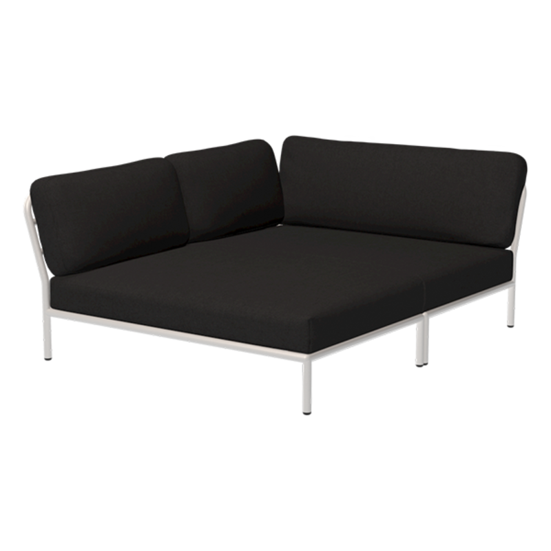 Houe-collectie LEVEL Cozy hoek links Char met metalen frame in Muted white