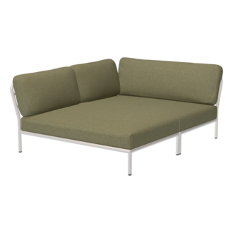 Houe LEVEL Cozy hoek links Leaf met metalen frame in Muted white