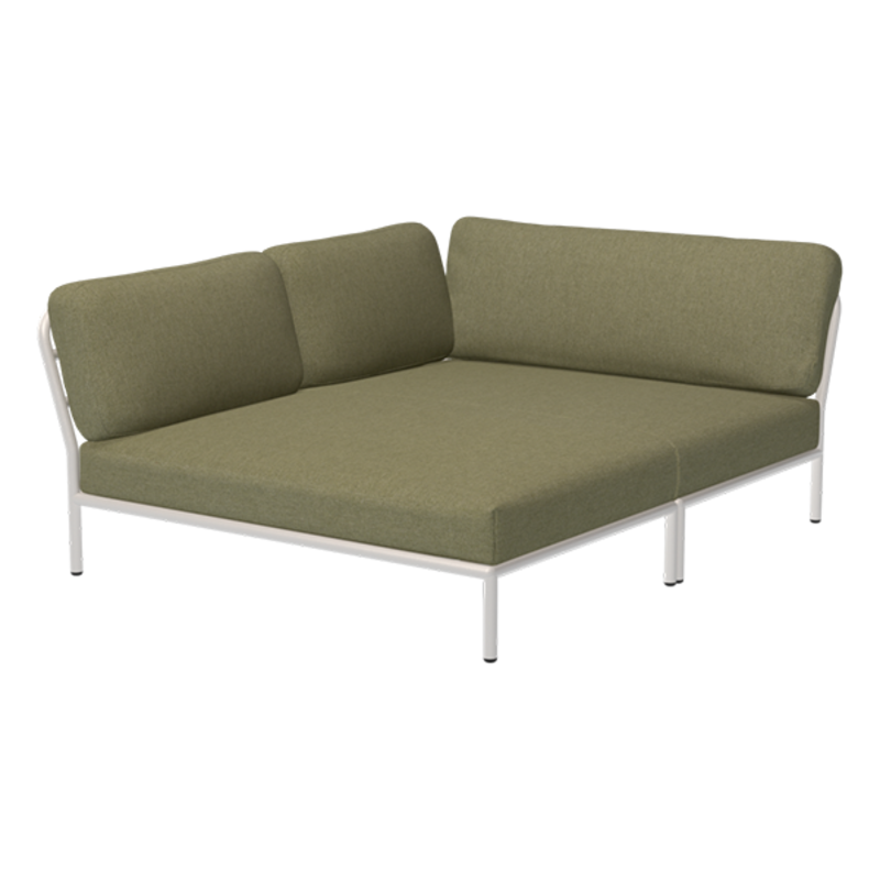 Houe-collectie LEVEL Cozy hoek links Leaf met metalen frame in Muted white