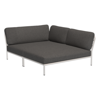 Houe LEVEL Cozy hoek rechts Dark grey met metalen frame in Muted white