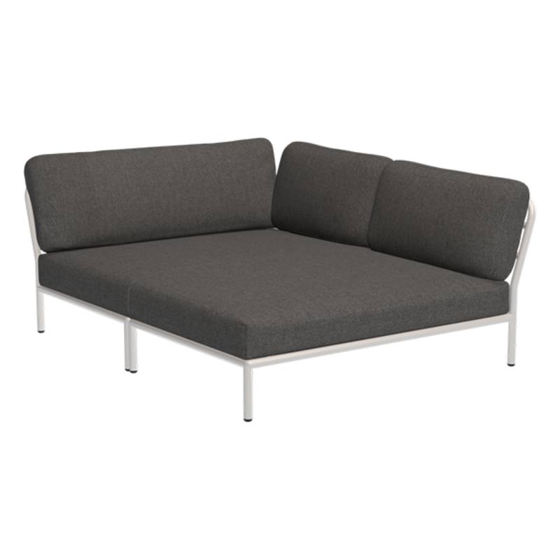 Houe-collectie LEVEL Cozy hoek rechts Dark grey met metalen frame in Muted white