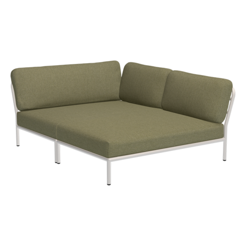 Houe-collectie LEVEL Cozy hoek rechts Leaf met metalen frame in Muted white