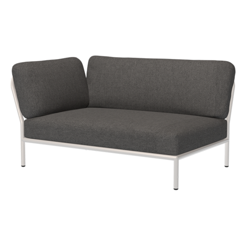 Houe-collectie LEVEL hoek links Dark grey met metalen frame in Muted white
