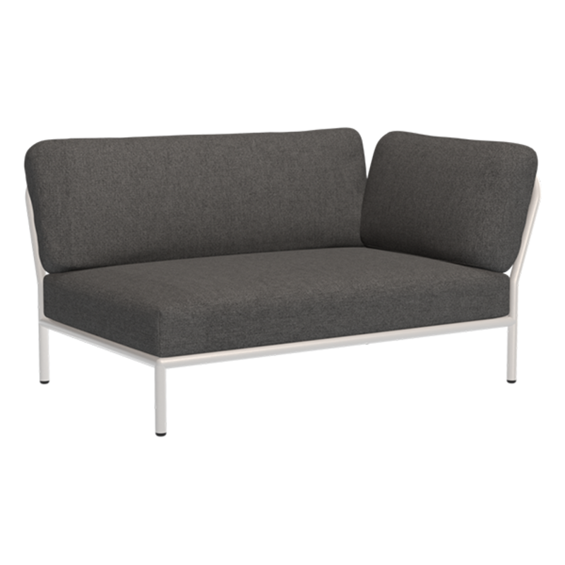 Houe-collectie LEVEL hoek rechts Dark grey met metalen frame in Muted white