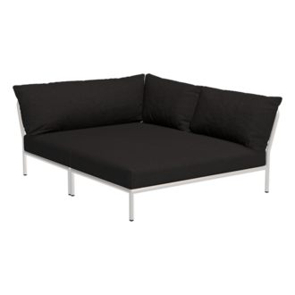 Houe LEVEL 2 Cozy hoek rechts Char met Muted white metalen frame