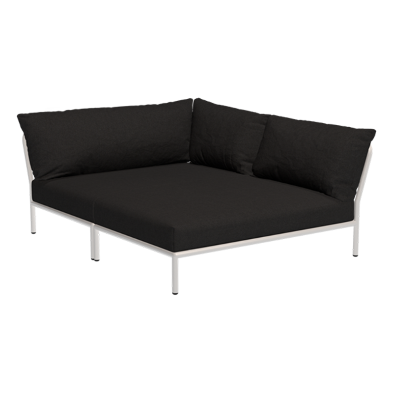 Houe-collectie LEVEL 2 Cozy hoek rechts Char met Muted white metalen frame