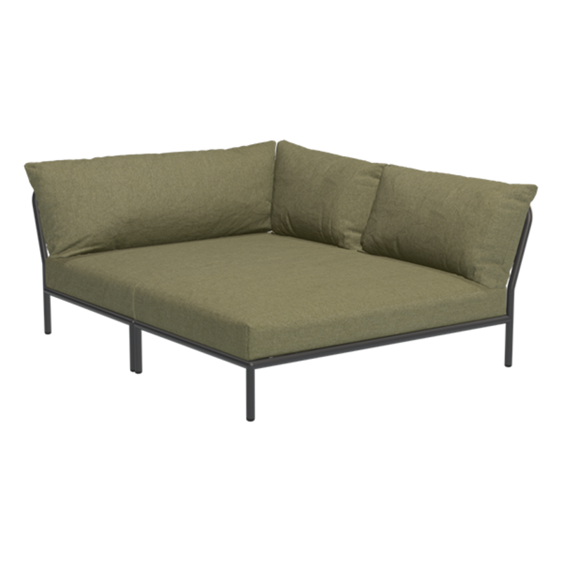 Houe-collectie LEVEL 2 Cozy hoek rechts Leaf met Dark grey metalen frame