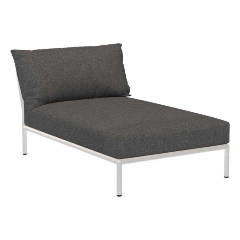 Houe-collectie LEVEL 2 Chaiselong Dark grey met Muted white metalen frame