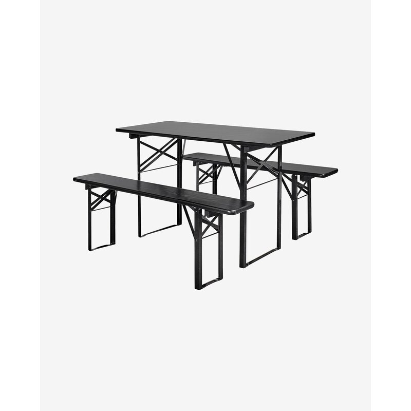 Nordal-collectie Table/bench set - black, s/3, S