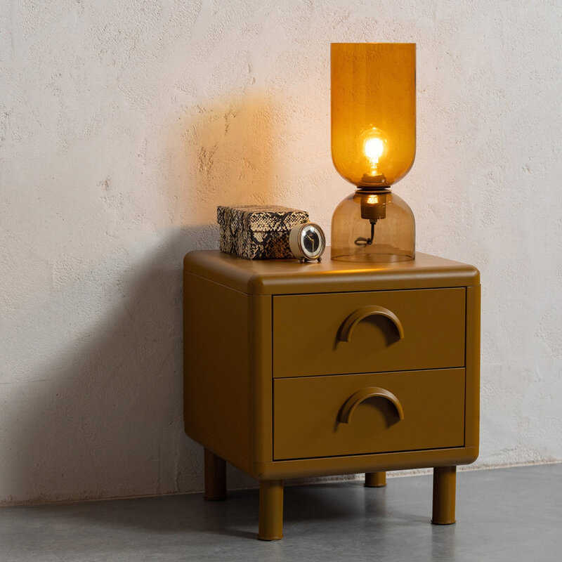 WOOOD-collectie Rune Chest of Drawers/Bedside Table 2 Drawers Metal Honey Yellow