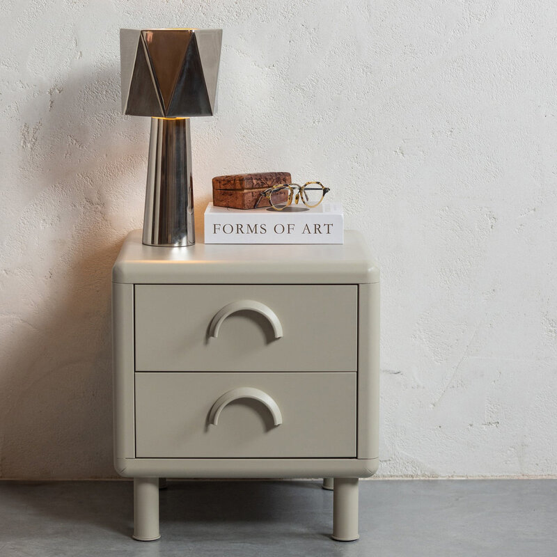 WOOOD-collectie Rune Chest of Drawers/Bedside Table 2 Drawers Metal Sand