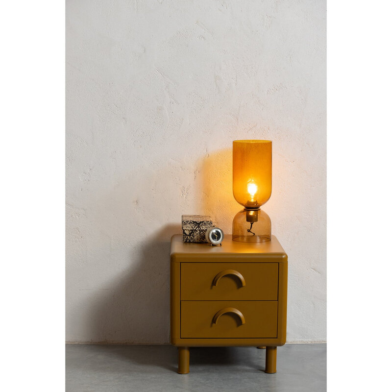 WOOOD-collectie Rune Chest of Drawers/Bedside Table 2 Drawers Metal Honey Yellow
