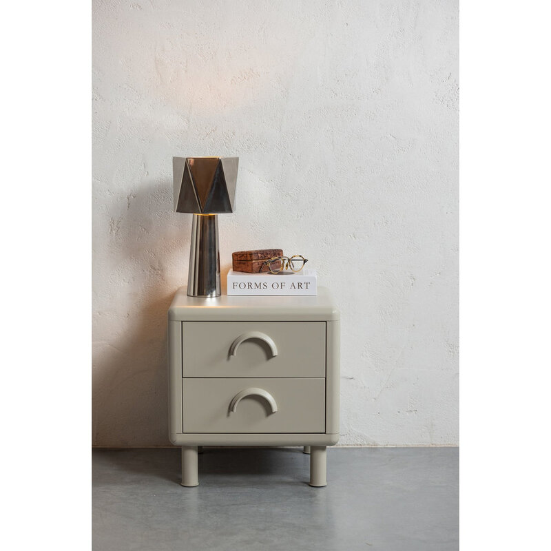 WOOOD-collectie Rune Chest of Drawers/Bedside Table 2 Drawers Metal Sand