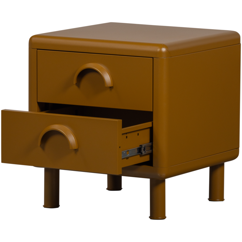 WOOOD-collectie Rune Chest of Drawers/Bedside Table 2 Drawers Metal Honey Yellow