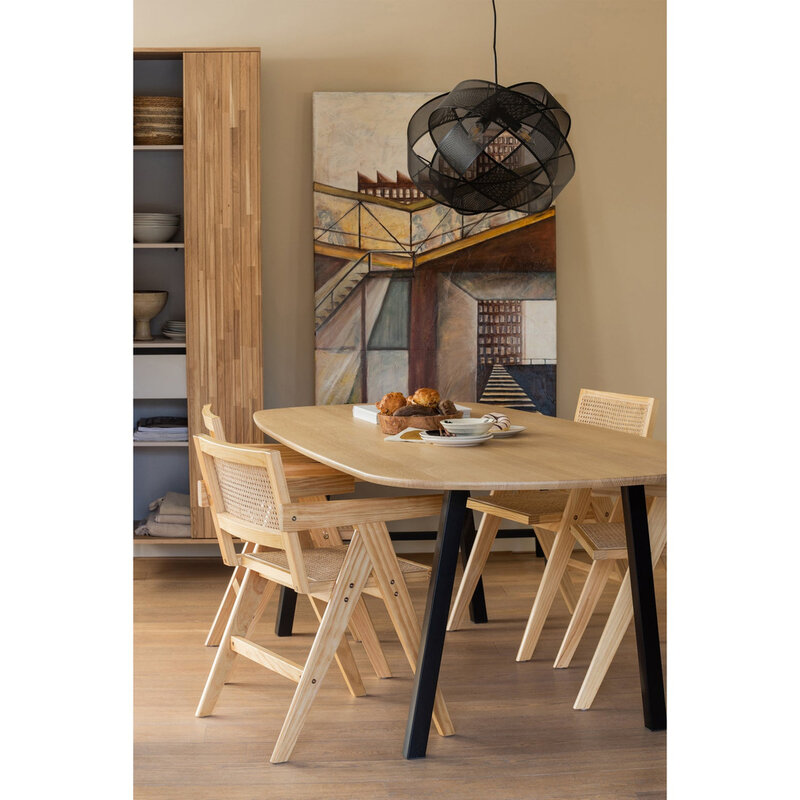 WOOOD-collectie New Gravure Hoge Kast Met Lade Eiken Blanke Lak [Fsc]