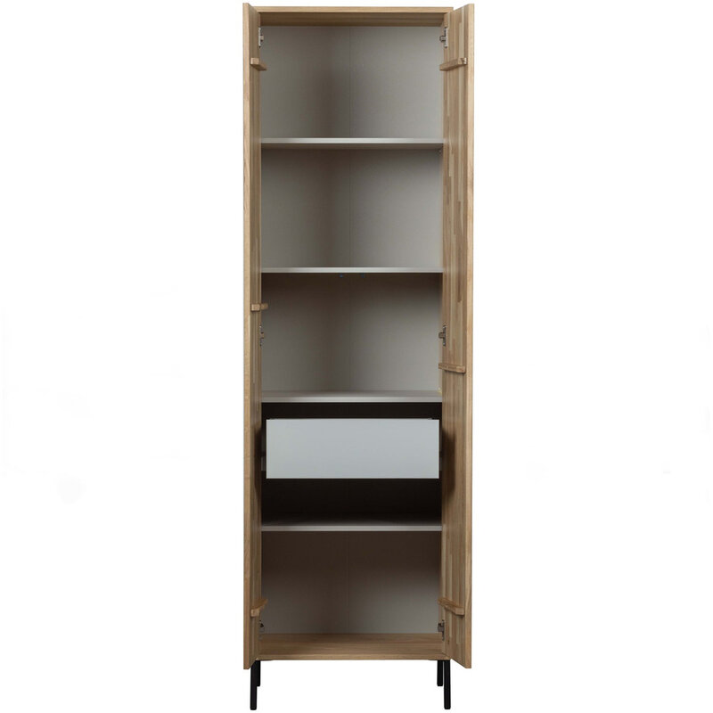 WOOOD-collectie New Gravure Hoge Kast Met Lade Eiken Blanke Lak [Fsc]