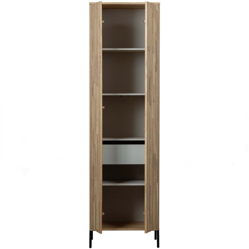 WOOOD-collectie New Gravure Hoge Kast Met Lade Eiken Blanke Lak [Fsc]