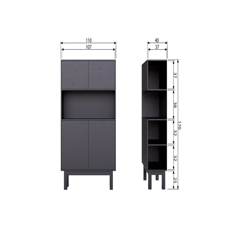 WOOOD-collectie FINCA BUFFET-/ DRANKKAST GRENEN DIEPZWART [fsc]