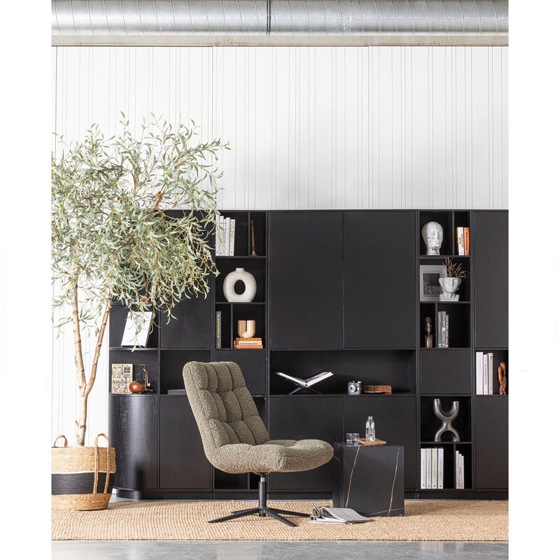 WOOOD-collectie FINCA TV MEUBEL ROND LINKS 78CM GRENEN DIEPZWART [fsc]