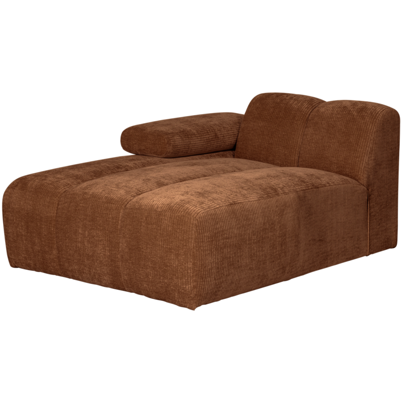 WOOOD-collectie Mojo Chaise Longue Element Links Geweven Ribstof Roest Bruin