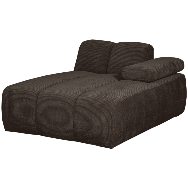 WOOOD-collectie Mojo Chaise Longue Element Rechts Geweven Ribstof Bruin